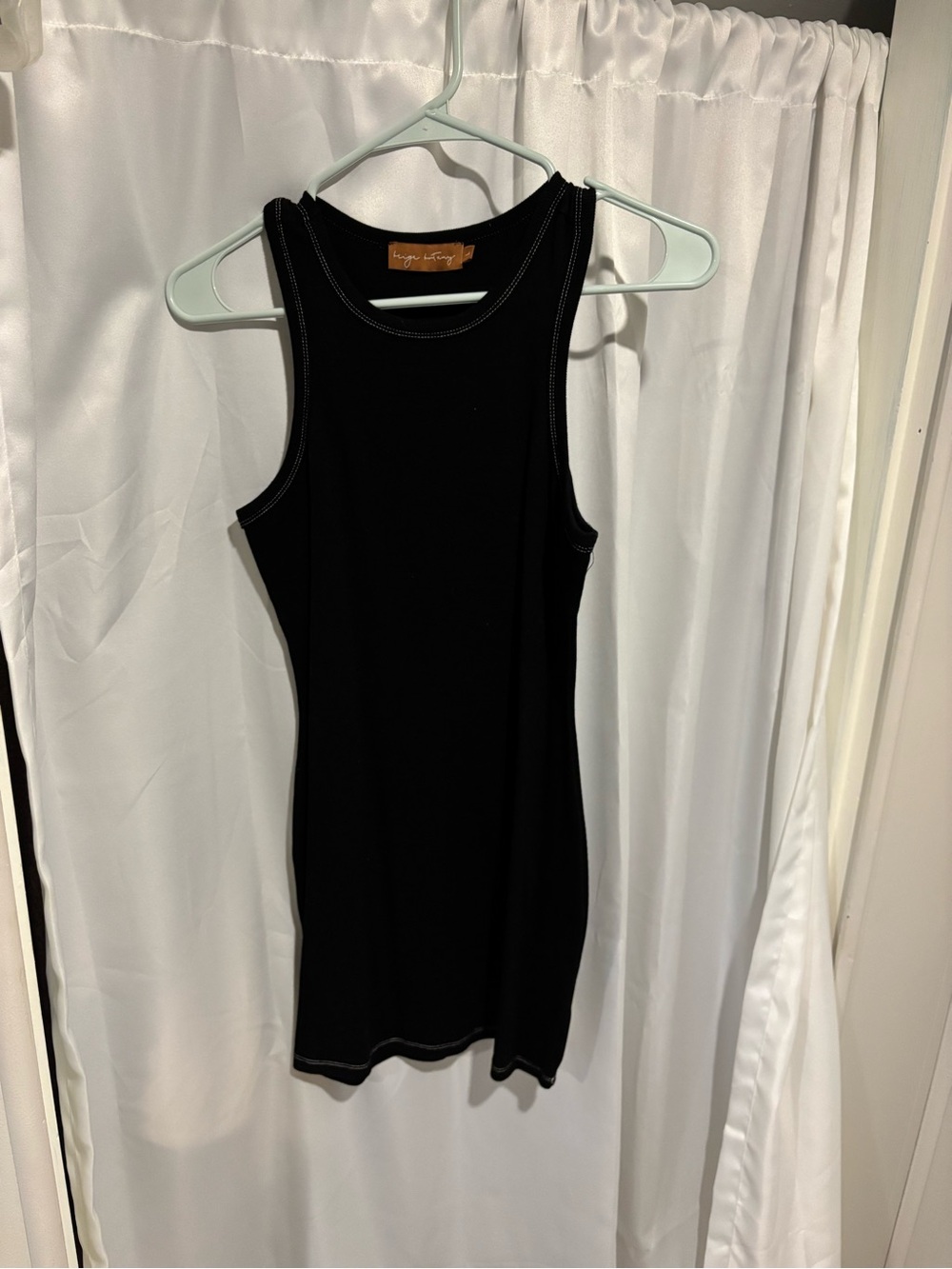 Sleeveless Black Ribbed Tank Dress -